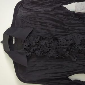 Kaelyn-Max Black Goth Clubbing Scrunch Blouse Size M Medium Unique Gorge…